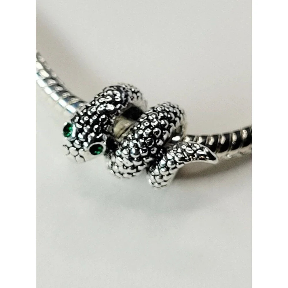 NWT! For Pandora Troll Charm Bracelet AMAZING Wrap Around Green Eyed Snake Charm
